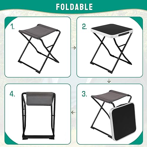 Miniatura 7 de SUNNYFEEL Mesa de camping plegable 3 en 1, taburete plegable, mesa plegable, reposapiés, ligera de hasta 300 libras, fácil de transportar, taburete