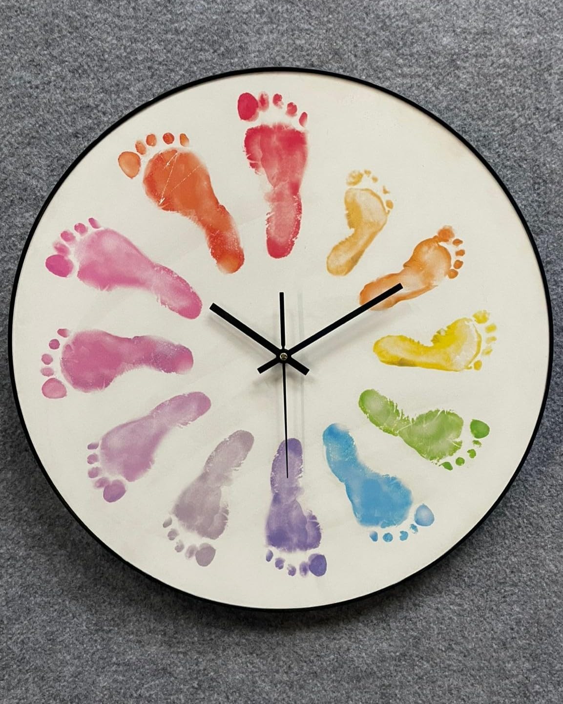Baby Handprint & Footprint Clock DIY Kit, Personalized Wall Clock Keepsake, Newborn Baby Gift for Kid Boy & Girl, Safe Print Maker, Nursery Decor, MDF Wood, 15/18/22 Inch