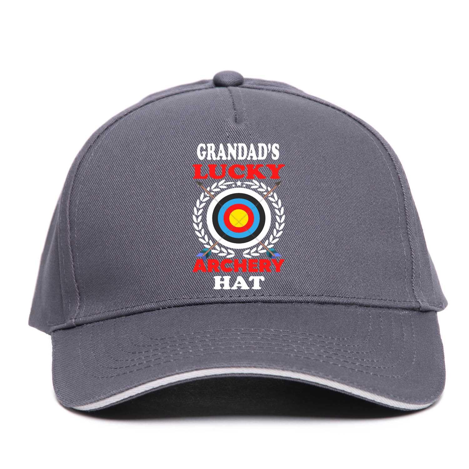 Print4U Grandad's Lucky Archery Baseball Cap Gift Father's Day Birthday Present Grey