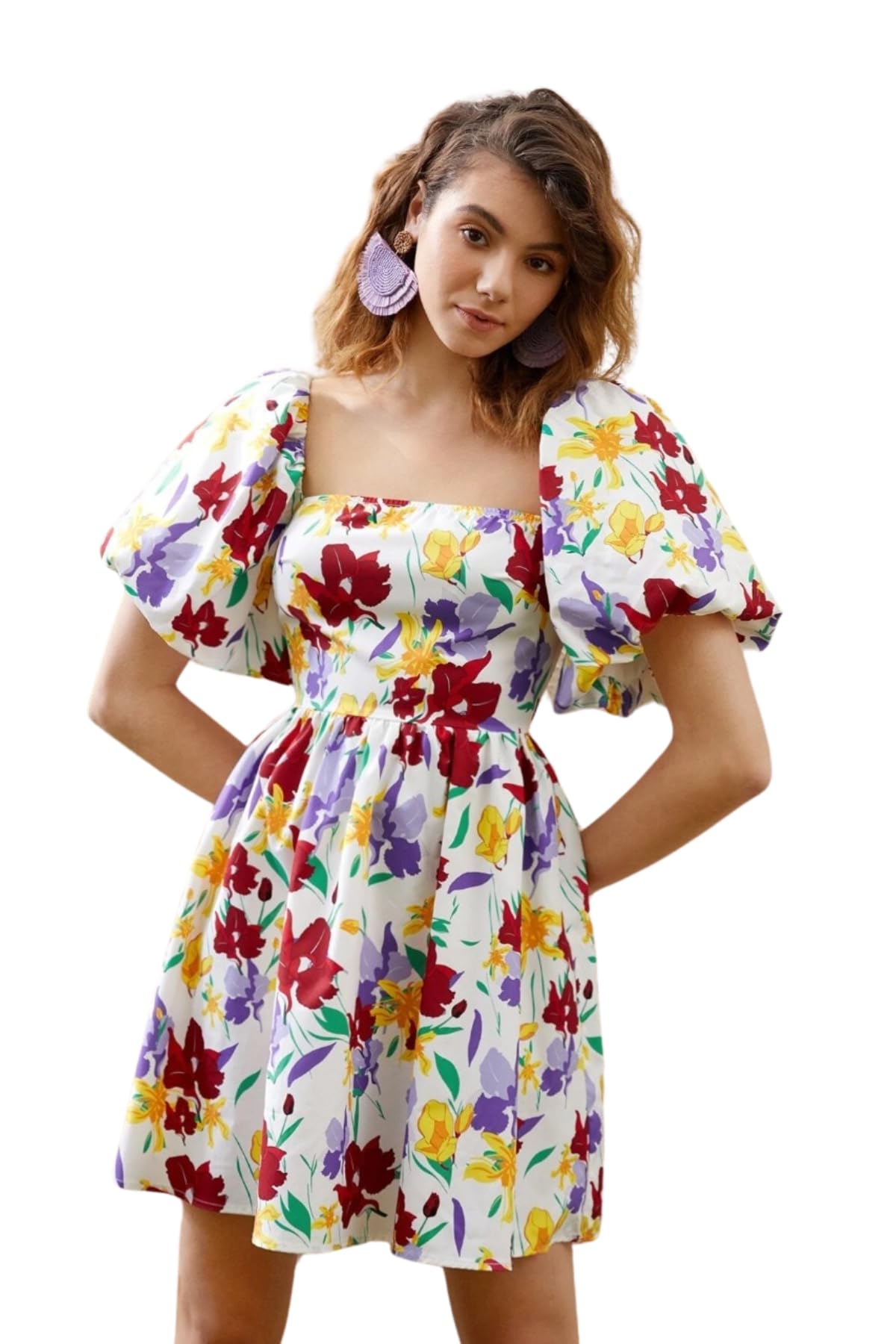 Dhruvi Trendz Womens Rayon Women Western Dresses Regular Fit A-Line (Dt-Wd1047_White_S)