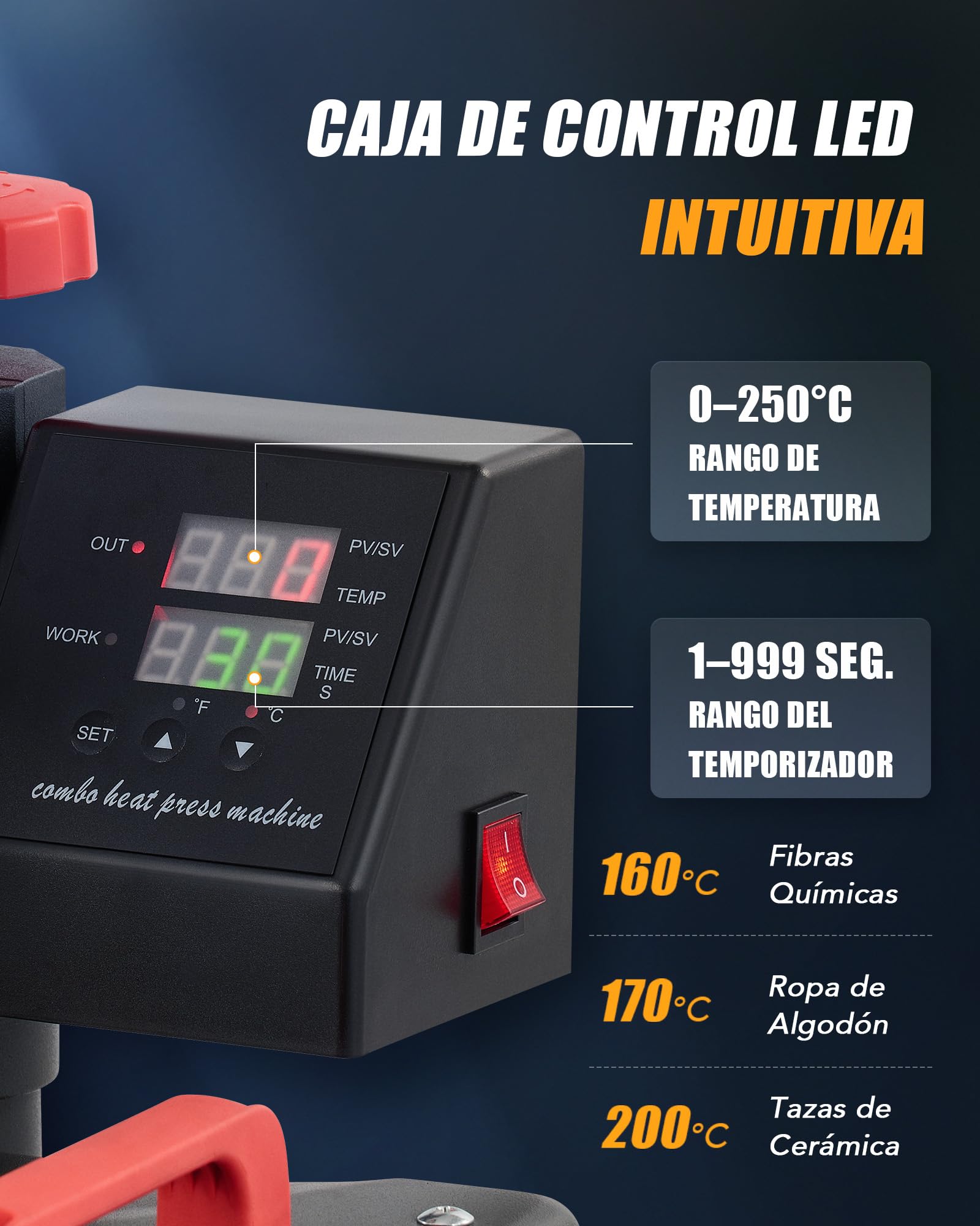 CREWORKS Prensa de Calor 38x38 cm, Maquina de Sublimacion 8 en 1 con Panel de Control Digital, Prensa de Calor Multifuncional con Giro de 360° para Camisetas, Tazas, Gorras, Platos y Más