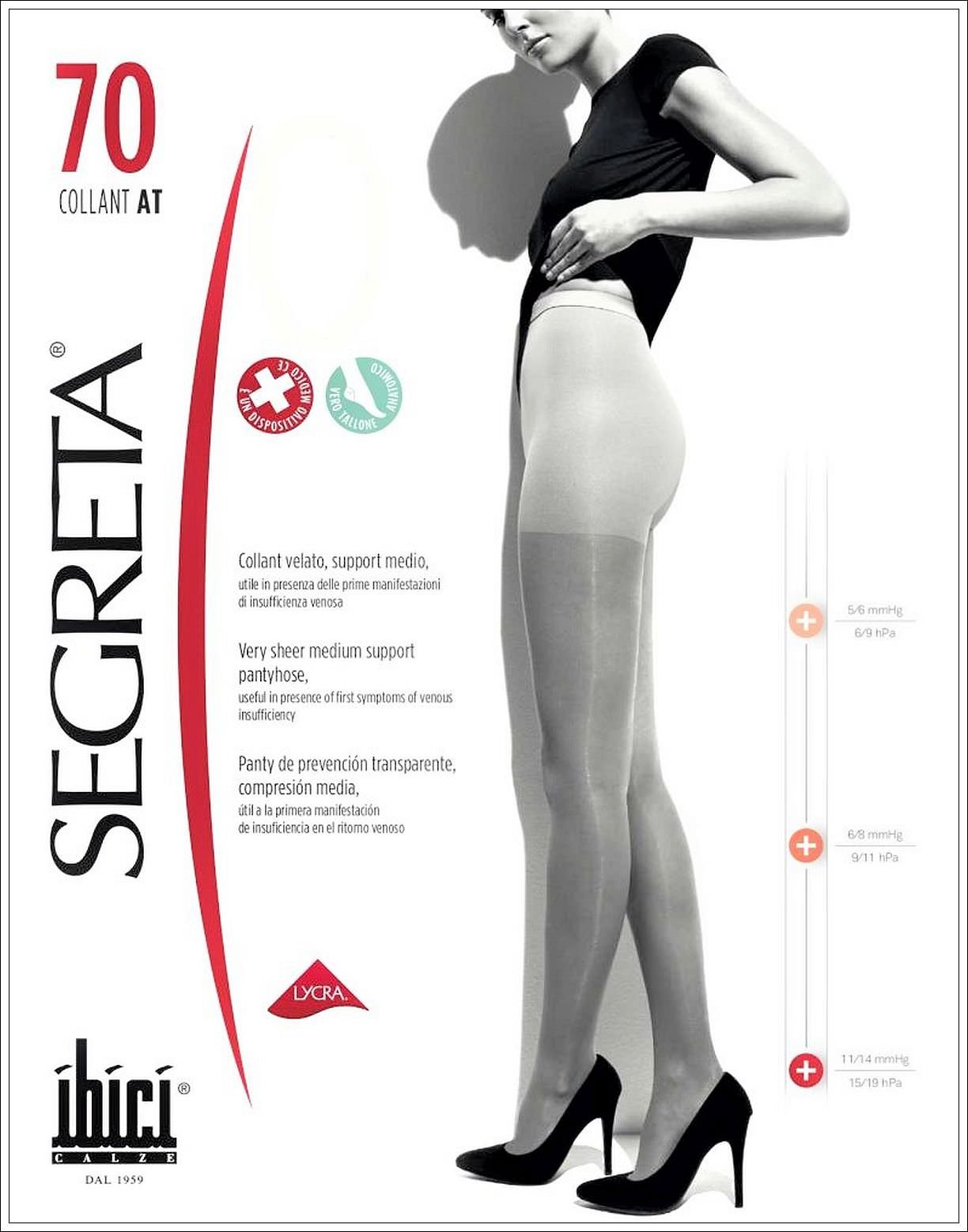 Ibici COLLANT RIPOSANTE DONNA SEGRETA 70 DENARI COMPRESSIONE GRADUATA mmHg 11/14 hPa 15/19 Calza Medicale