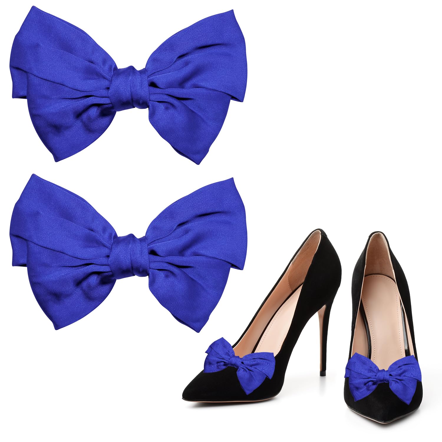 Black Bow Knot Shoe Clip - Removable Ribbon Bow Shoe Buckles for Women & Girls