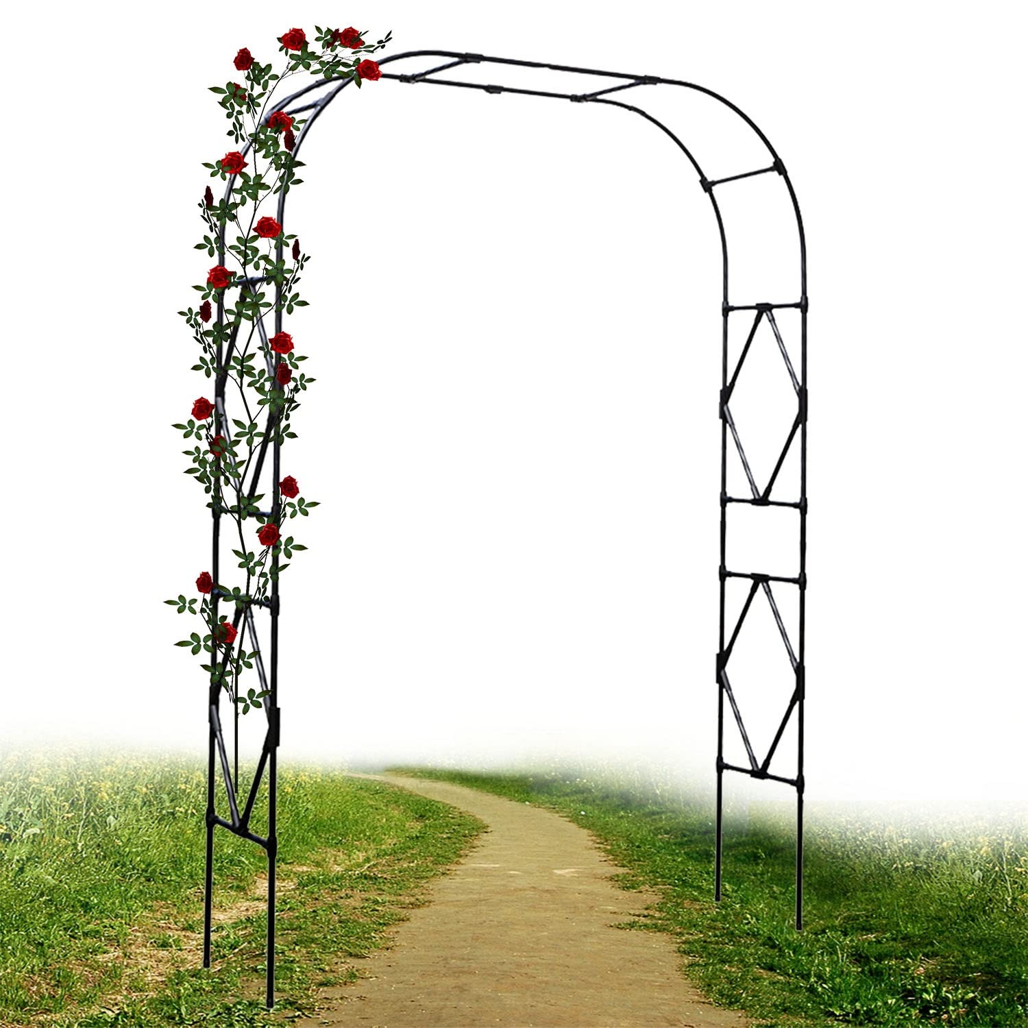 Arche de jardin en métal contre le vent support stable noir pour rosiers grimpants
