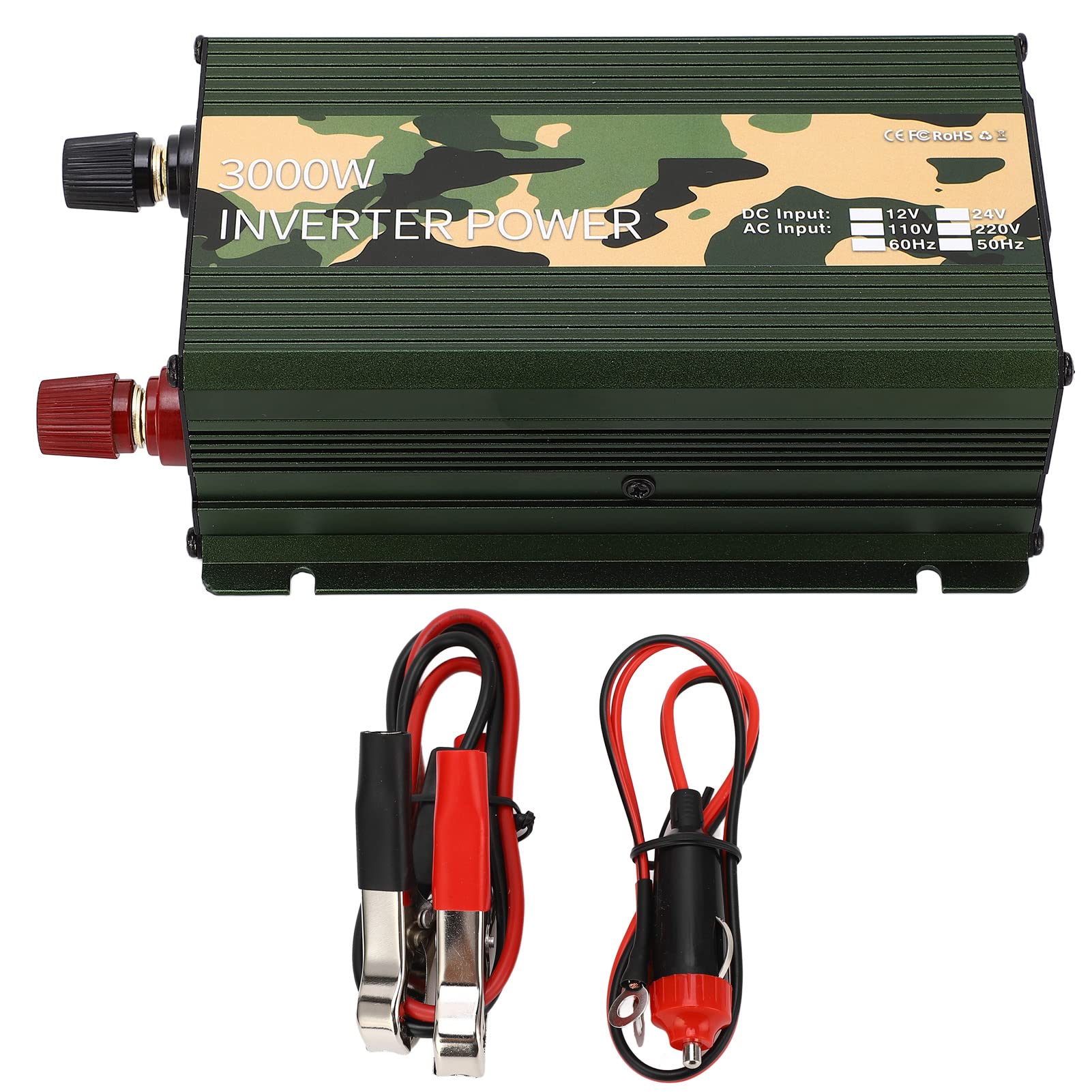 Fafeicy Zmodyfikowany Samochodowy Falownik Sinusoidalny o Mocy 3000 W. Przetwornica DC 12 V na AC z Portem USB i Wentylatorem Chłodzącym do ładowania Laptopów, Telewizorów i urządzeń (220V)
