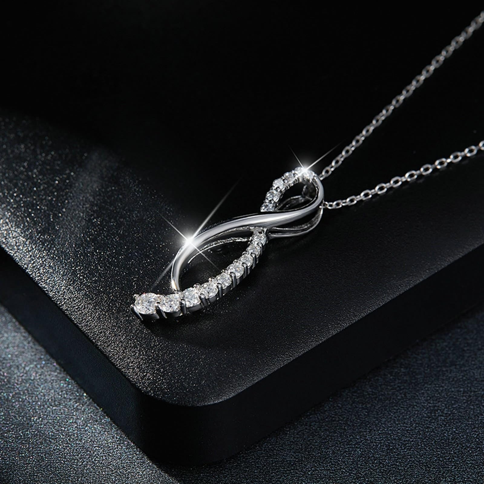 925 Sterling Silber Halskette für Damen, Moissanit Infinity Edelstein Anhänger Halskette Schmuck Kettenlänge 18 Zoll