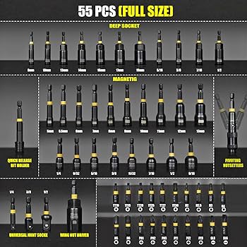 Facoow 55PCS Impact Nut Driver Set, Magenetic Nut Driver Set