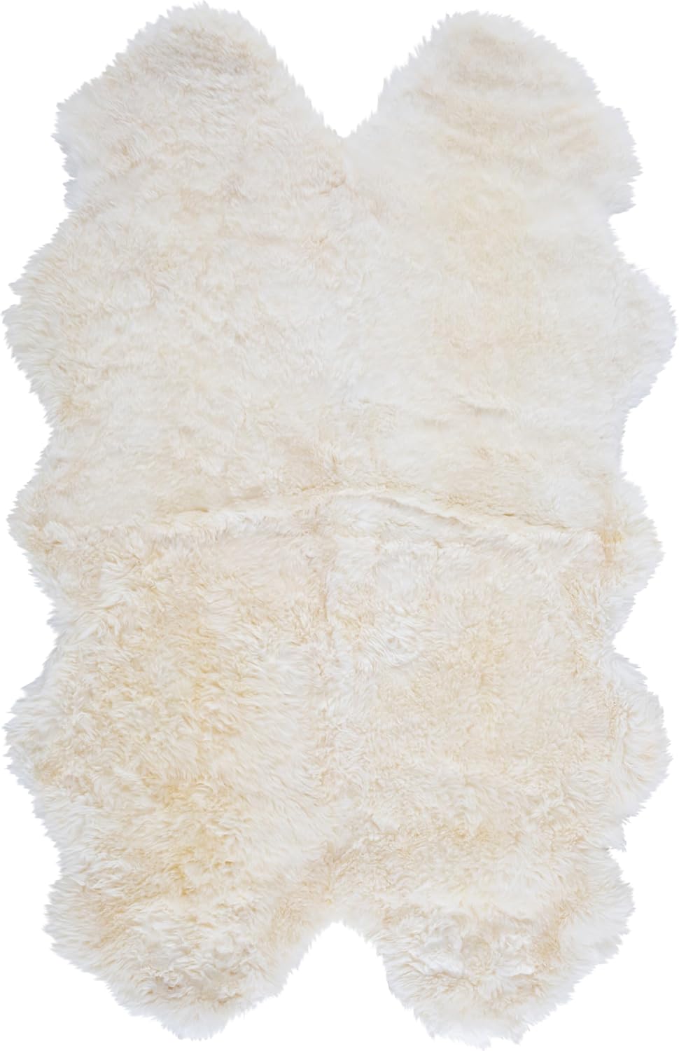SAFAVIEH Sheep Skin Collection Accent Rug - 4' x 6', Natural & White, Handmade Rustic Glam Genuine Pelt, 3.4-inch Thick Ideal for High Traffic Areas in Entryway, Living Room, Bedroom (SHS211A)