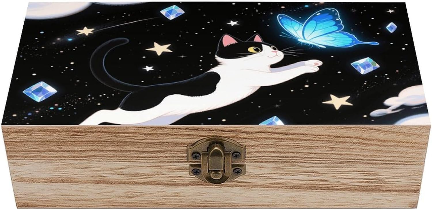 Wooden Storage Box with Hinged Lid Decorative Keepsake Boxes Organizer