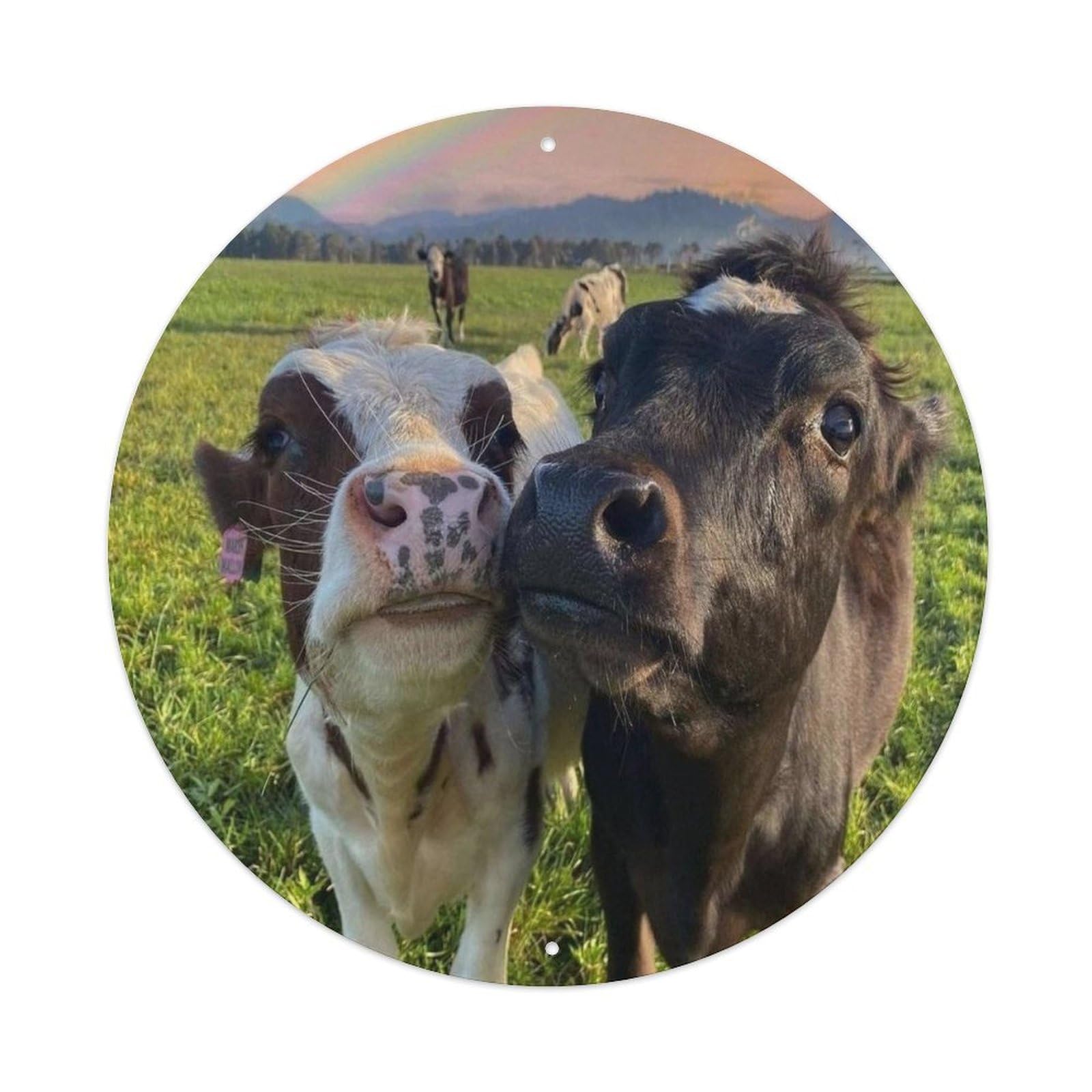 Serenity Healing Animals Poster Holstein Cow Metal Tin Sign