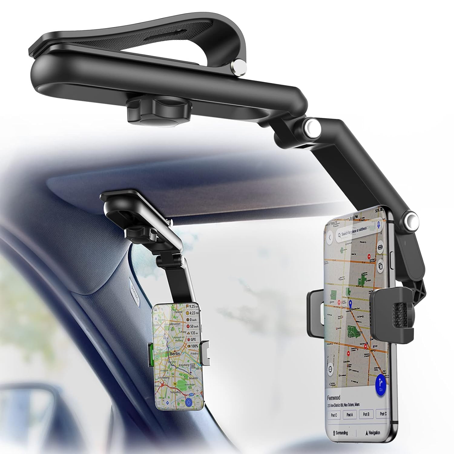 TRIDEO 360° Sun Visor Car Phone Holder - Universal Car Mount for Secure and Convenient Phone Use, Compatible with All Smartphones, Easy Installation, Multifunctional Design for Optimal Viewing Angles (B0D57X6L8P) Amazon Price History, Amazon Price Tracker
