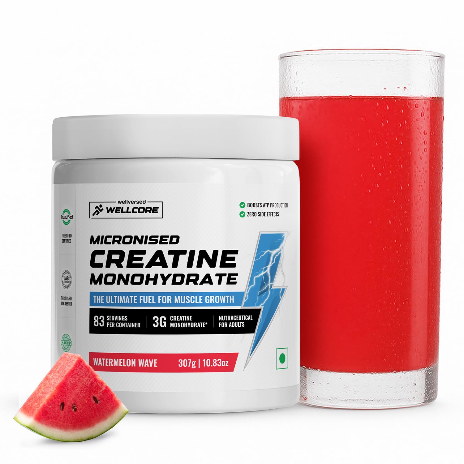 Wellcore - Pure Micronised Creatine Monohydrate | Watermelon Wave (307g, 83 Servings) | Rapid Absorption | Enhanced Muscle Strength & Power | Fast Recovery | Increased Muscle Mass