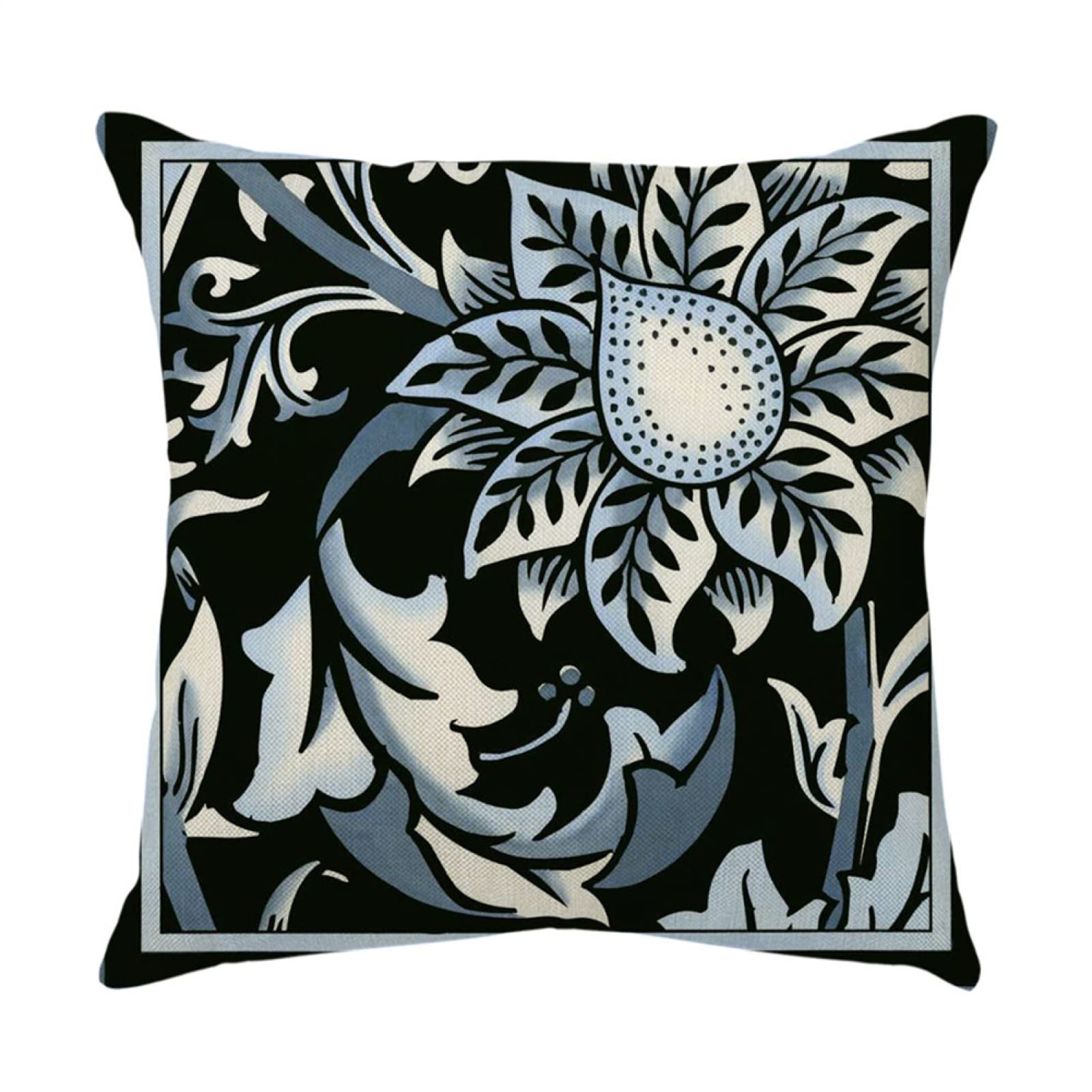 Lot DE 4 Housse De Coussin, Fleurs Abstraites Noires Taie d'oreiller Velvet/Lin Housse Coussin Carré Taies d'oreiller Décoratives pour Canapé Maison Salon Taies d Oreiller 80x80cm/32x32 inch