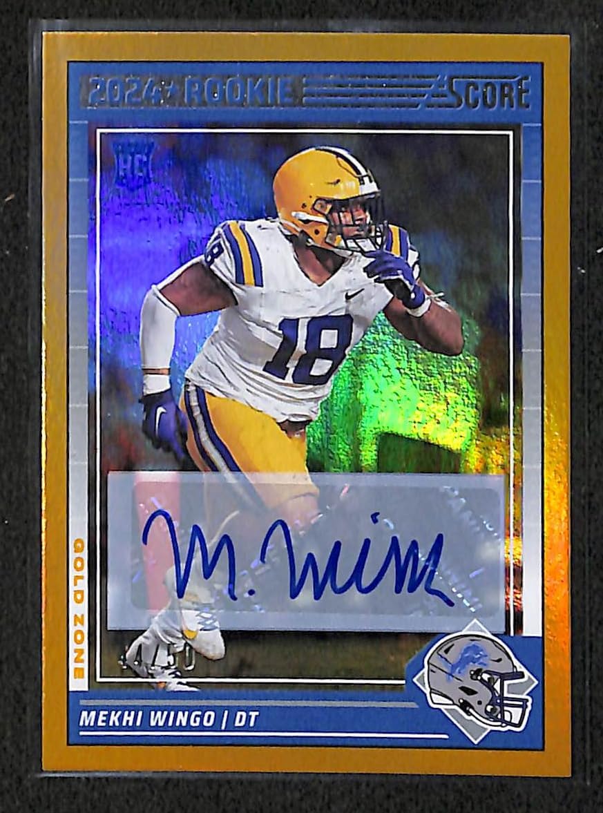 2024 Score Football Panini #372 Mekhi Wingo Gold Zone Parallel Rookie Auto Autograph /50 Lions