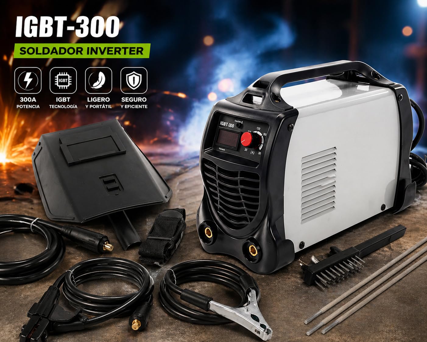 Soldador Inverter 300A 15KVA de Potencia Tecnologia IGBT 2019 con accesorios incluidos
