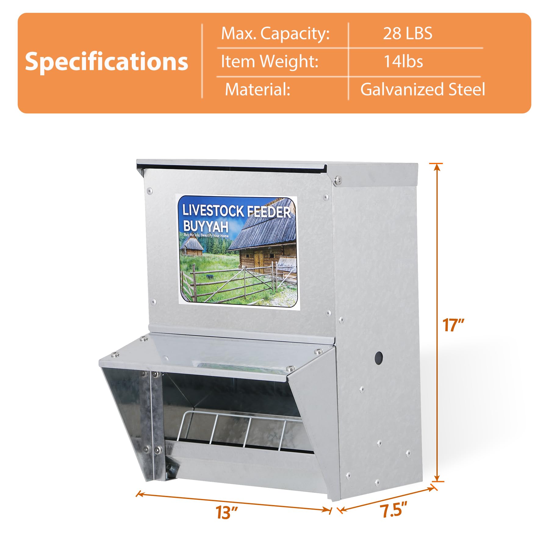 Comedero automático para pollos, capacidad de 30 libras, comedero de metal galvanizado para aves de corral, comedero impermeable para pollo, apto para aves de corral, gansos, codornices,