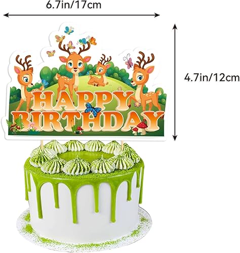 Miniatura 5 de 32 piezas de suministros y decoraciones para fiestas de cumpleaños con temática de ciervos, globo de látex, adornos para cupcakes, juego de