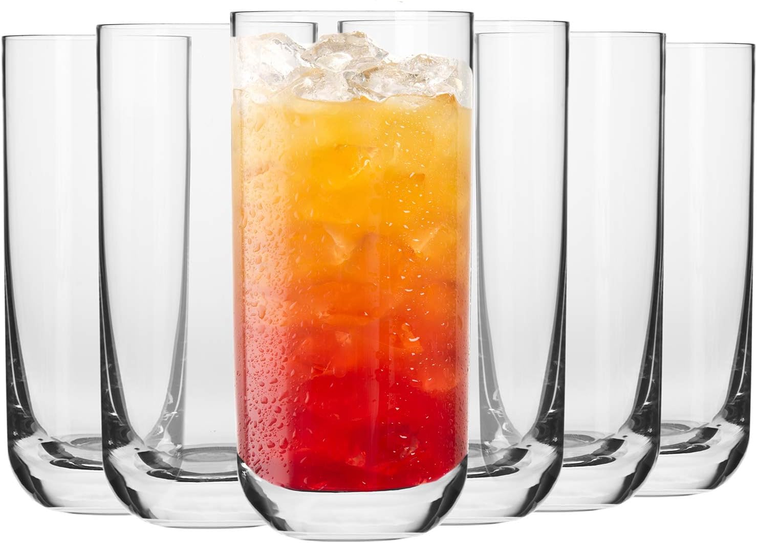 โ Long Tall Water Juice Mojito Drinking Glasses | Set of 6 Highball Glasses | 360 ML | Glamour Collection | Half Pint Cocktail Glasses Tumblers | Home & Parties | Dishwasher Safe Tumbler Glasses