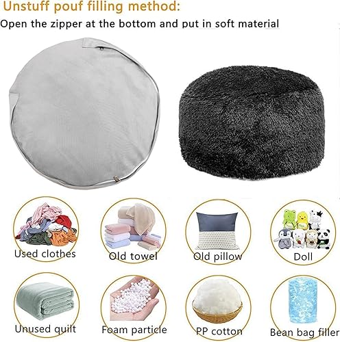 Miniatura 78 de Asuprui Puf otomano de relleno, puf de suelo, reposapiés redondo de 20 x 12 pulgadas, puf de piso, silla plegable de almacenamiento para sala de Puf