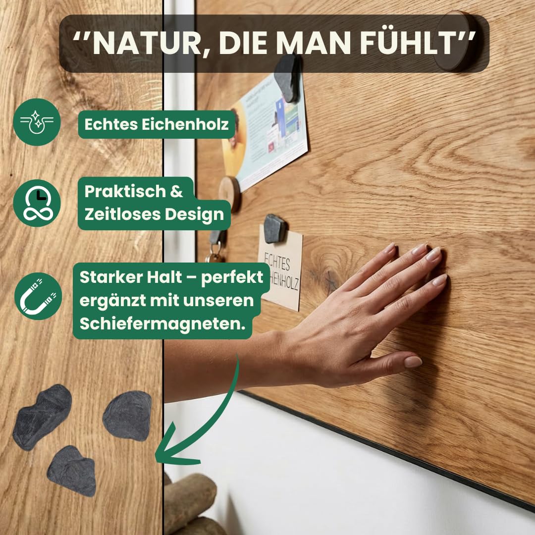 Magnettafel aus echtem Eichenholz (40 x 61 cm) – starke Magnetkraft & edles Design – Magnetboard für Küche, Büro, Flur – einfache Montage – verschiedene Größen