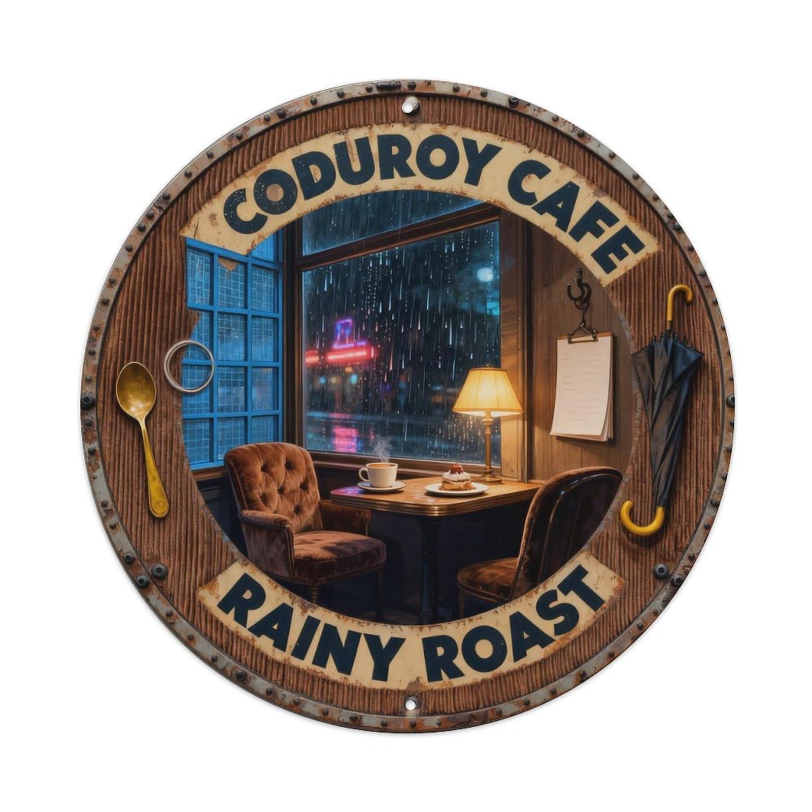 Corduroy Cafe Sign Metal Tin Sign Plaque
