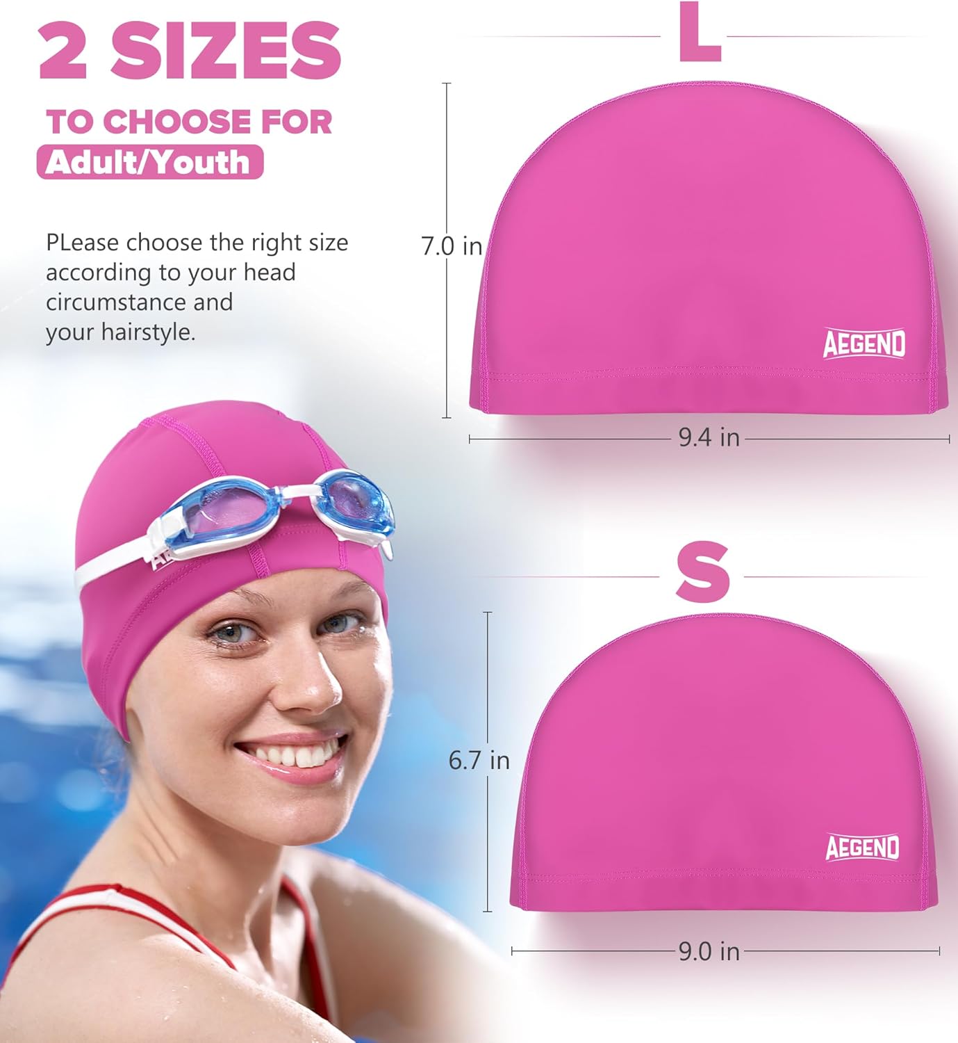 Aegend Fabric Swim Cap Silicone Waterproof Layer Breathable Cloth