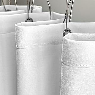 YISURE 100% Cotton Shower Curtains White, Luxury Fabric Curtain for Bath...