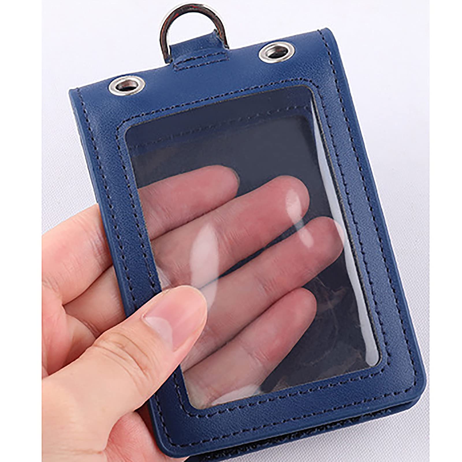 2 Porte Badge Horizontal En Cuir PU Porte Cartes D'Identité