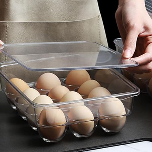 Miniatura 6 de Caja de almacenamiento de huevos de 12 rejillas para refrigerador, soporte versátil para huevos con una cubierta para una fácil visibilidad de la