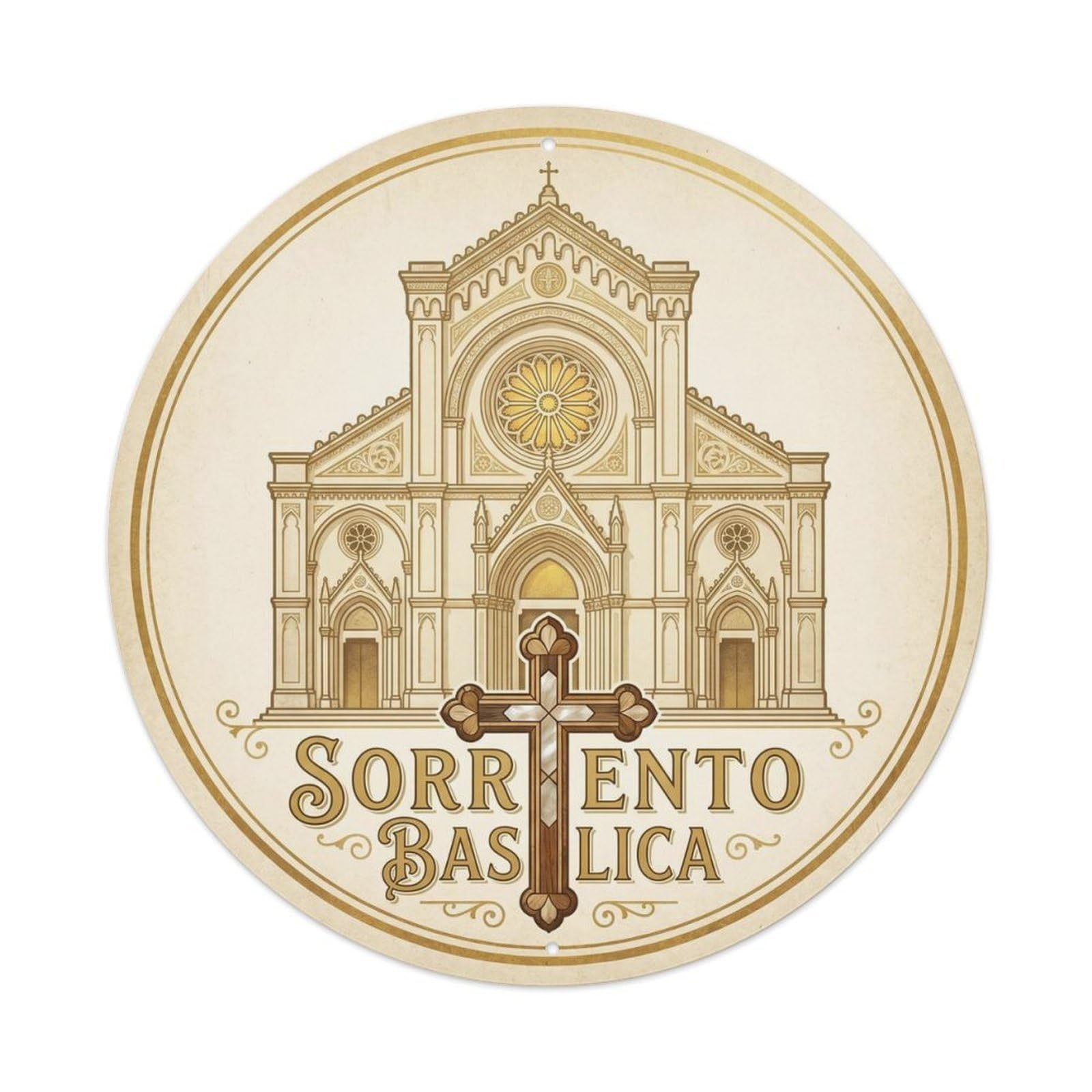Classic Sorrento Italy Basilica City Landmark Travel Metal Tin Sign