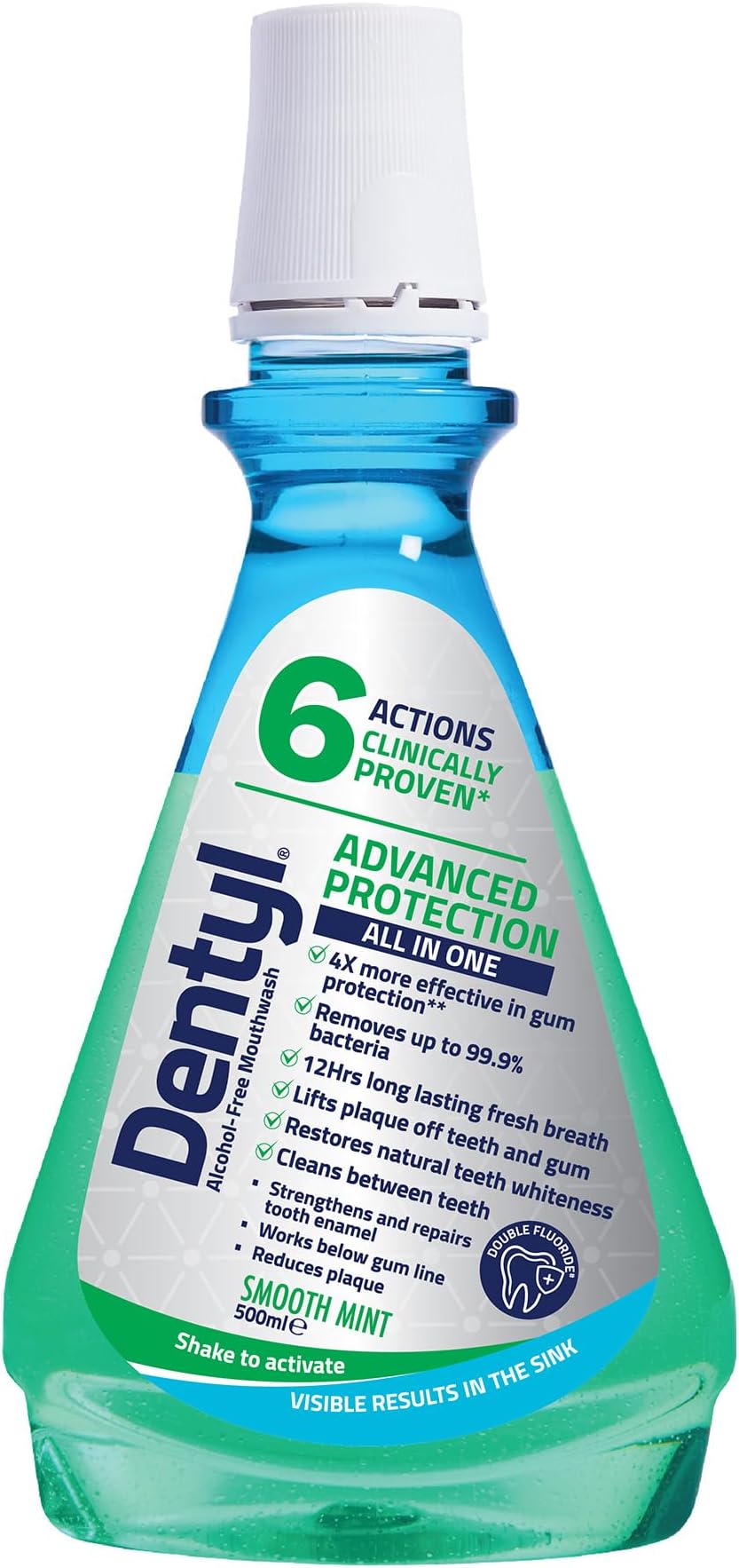 Advanced Protection Mouthwash, High Fluoride, Repairs and Protects Tooth Enamel, Alcohol Free, Smooth Mint, 500ml