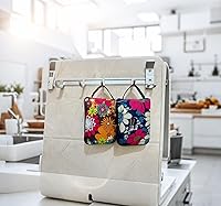 Vista 4 de Bolsas de compras reutilizables para cocina, plegable, con cremallera, diseño floral, resistente, paquete de 2