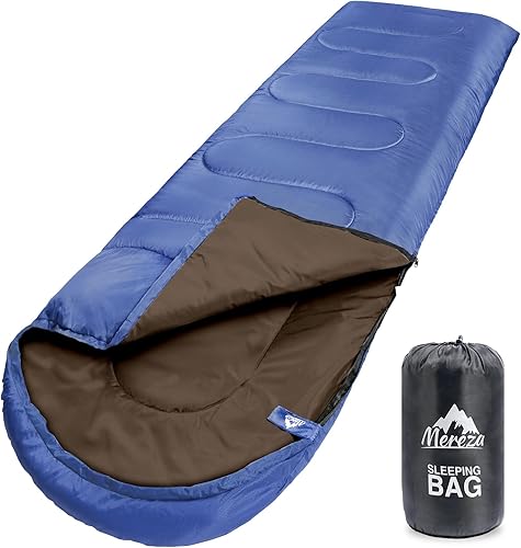 MEREZA Saco de dormir de camping para adultos y hombres de 4 estaciones, para clima cálido y fresco, saco de dormir ligero con saco de compresión
