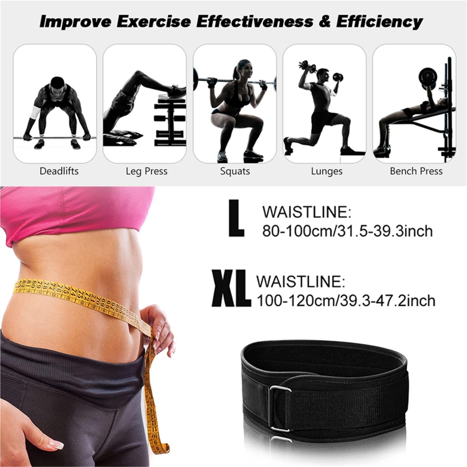 Cinturón de levantamiento pesas for hombre y mujer, mancuernas for entrenamiento, soporte for espalda, gimnasio, sentadillas, inmersión, muñequera Para Levantamiento