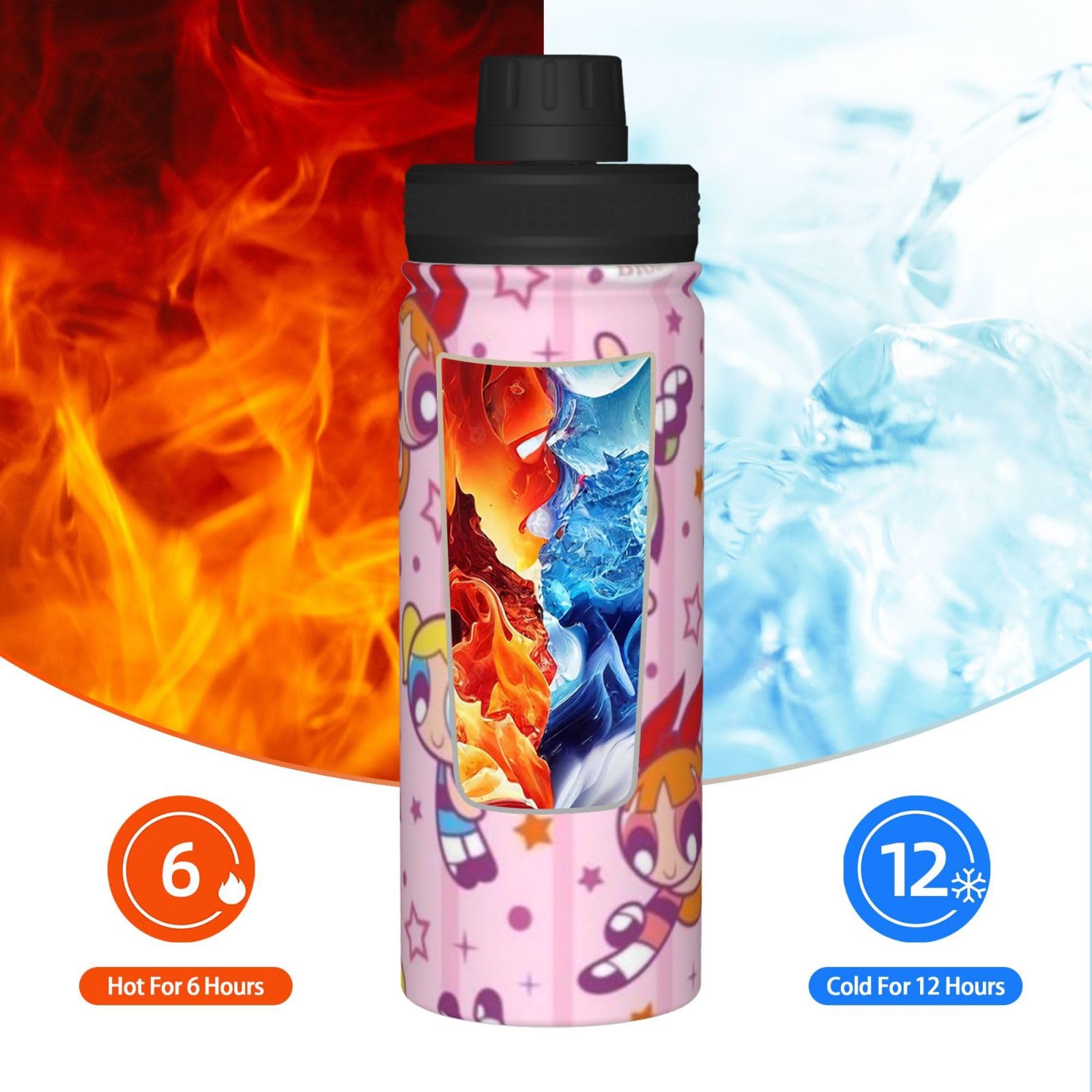 奈雪の茶 × パワーパフガールズ コラボ 保温ボトル600ml 海外限定 Amazon | パワーパフガールズ アニメ 水筒 真空断熱 保温 保冷