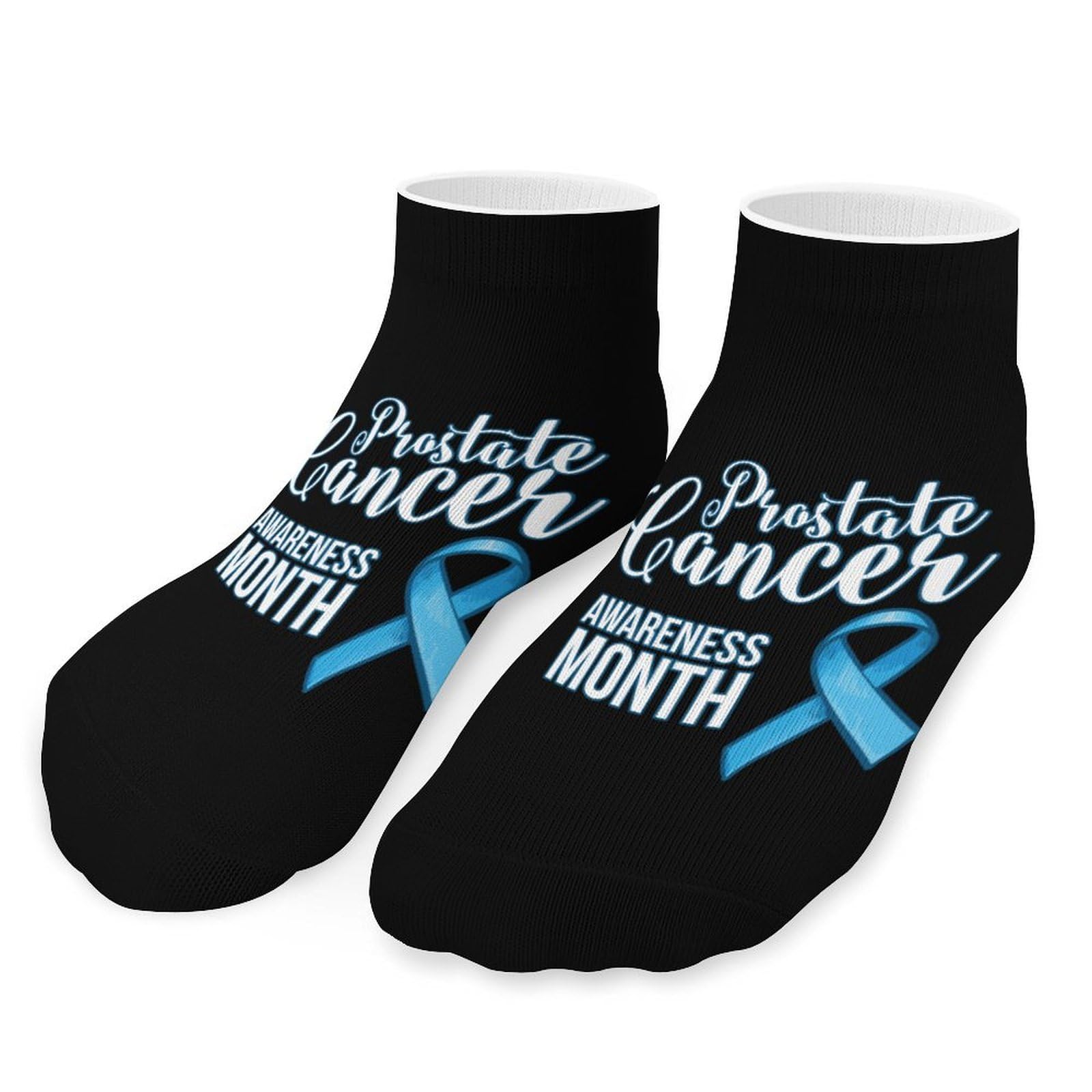 Prostate Cancer Awareness Blue Ribbon Men's Ankle Socks Womens Low Cut Crew Sock for Athletic Running One Size