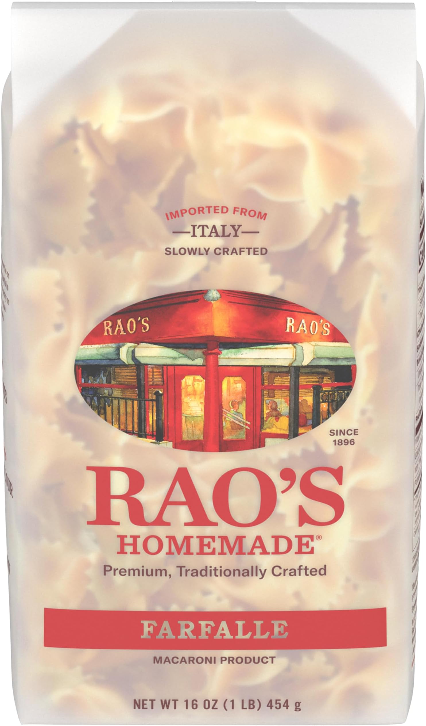 Farfalle Pasta, 16oz, Traditionally Crafted, Premium Quality, From Durum Semolina Flour, Traditional Bronze Die Cut, Imported from Italy