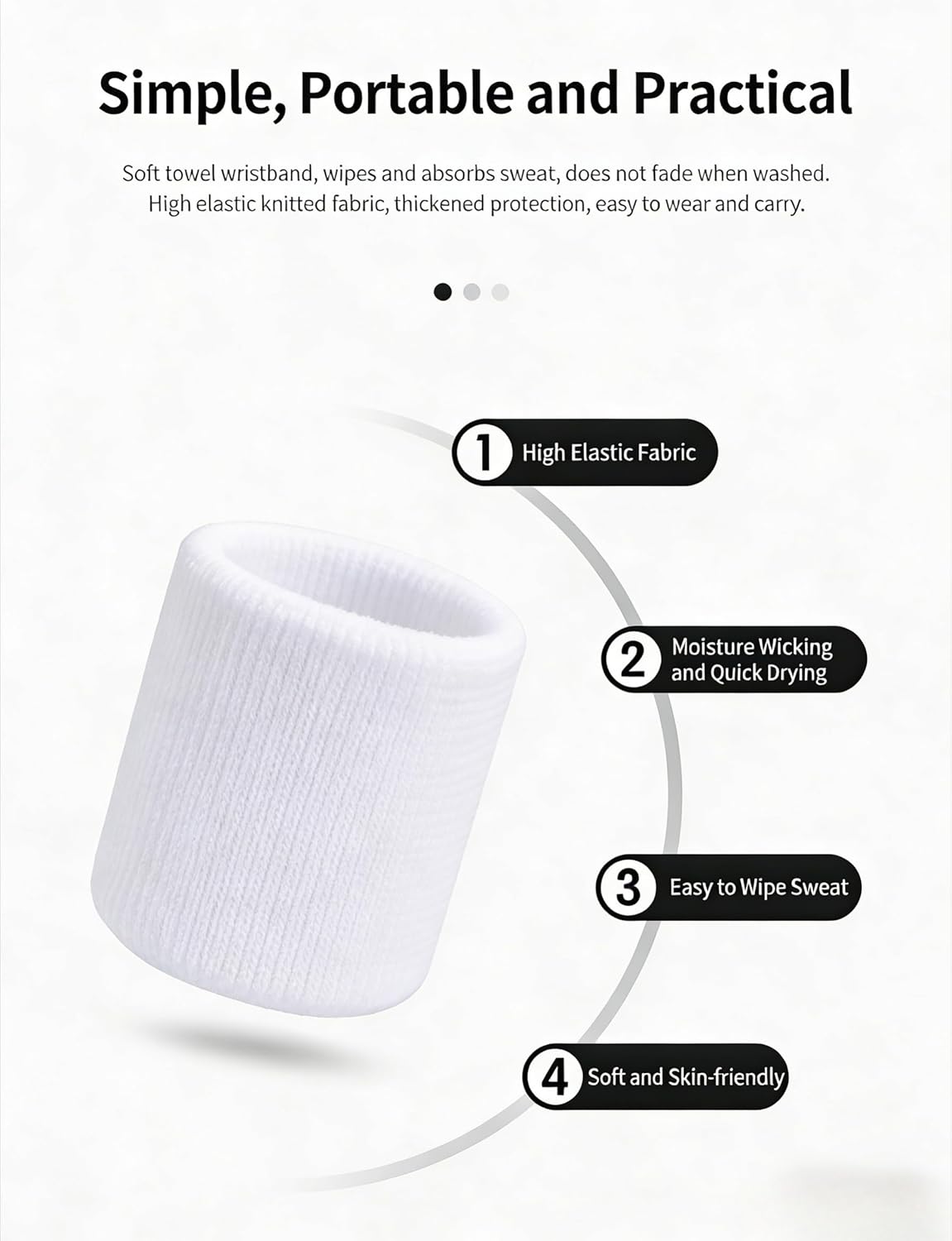 Six-Pack Sports Sweat-Absorbing Cotton Wristbands, Suitable for Basketball and Badminton, Fitness, Running, Sprain Protection, and Joint Towel Wristbands