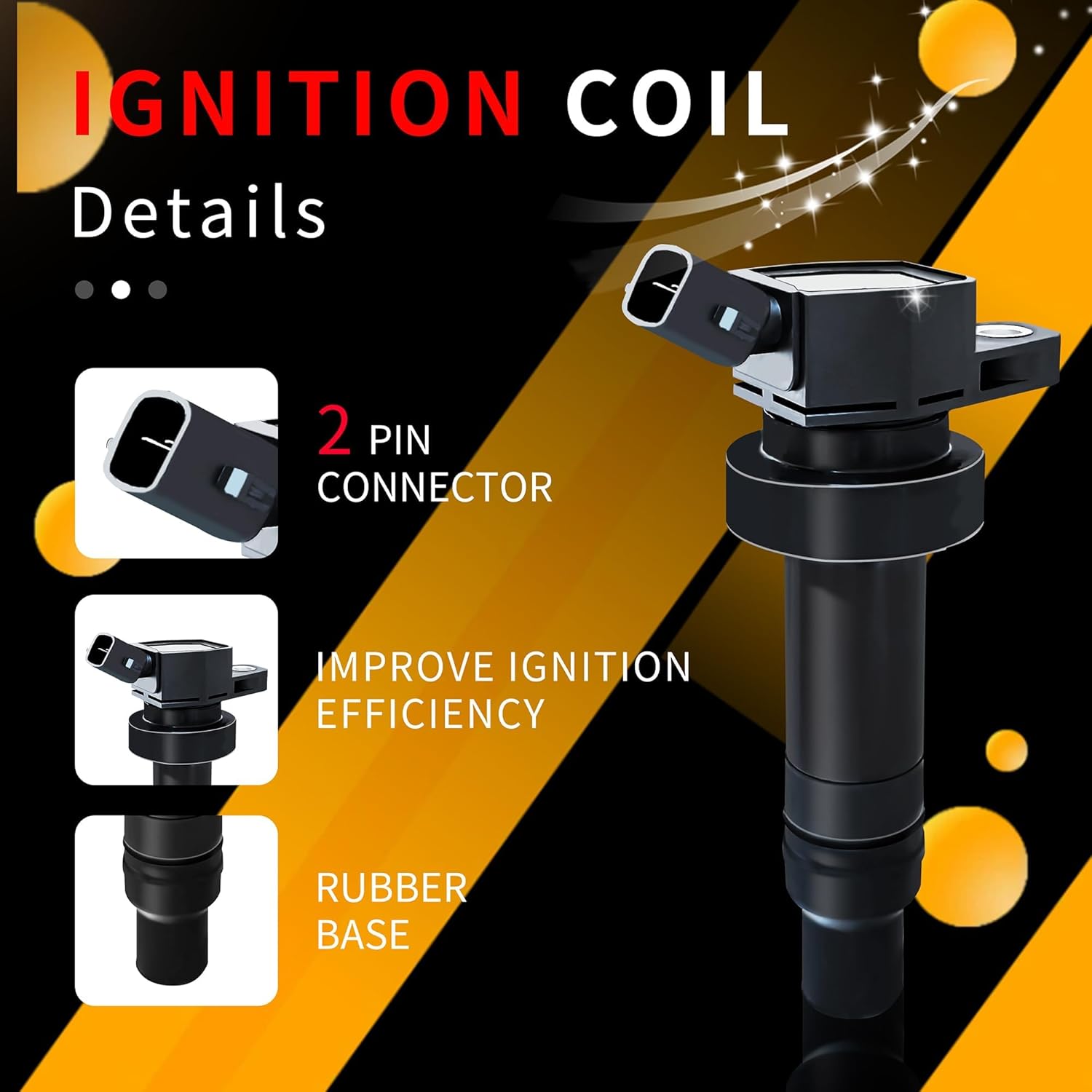 Ignition Coil UF652 for Hyundai: Veloster Kia Rio Accent Soul 2012-2019 1.6L L4 coil pack Enhance Engine Performance for Long Trips (ignition coil)