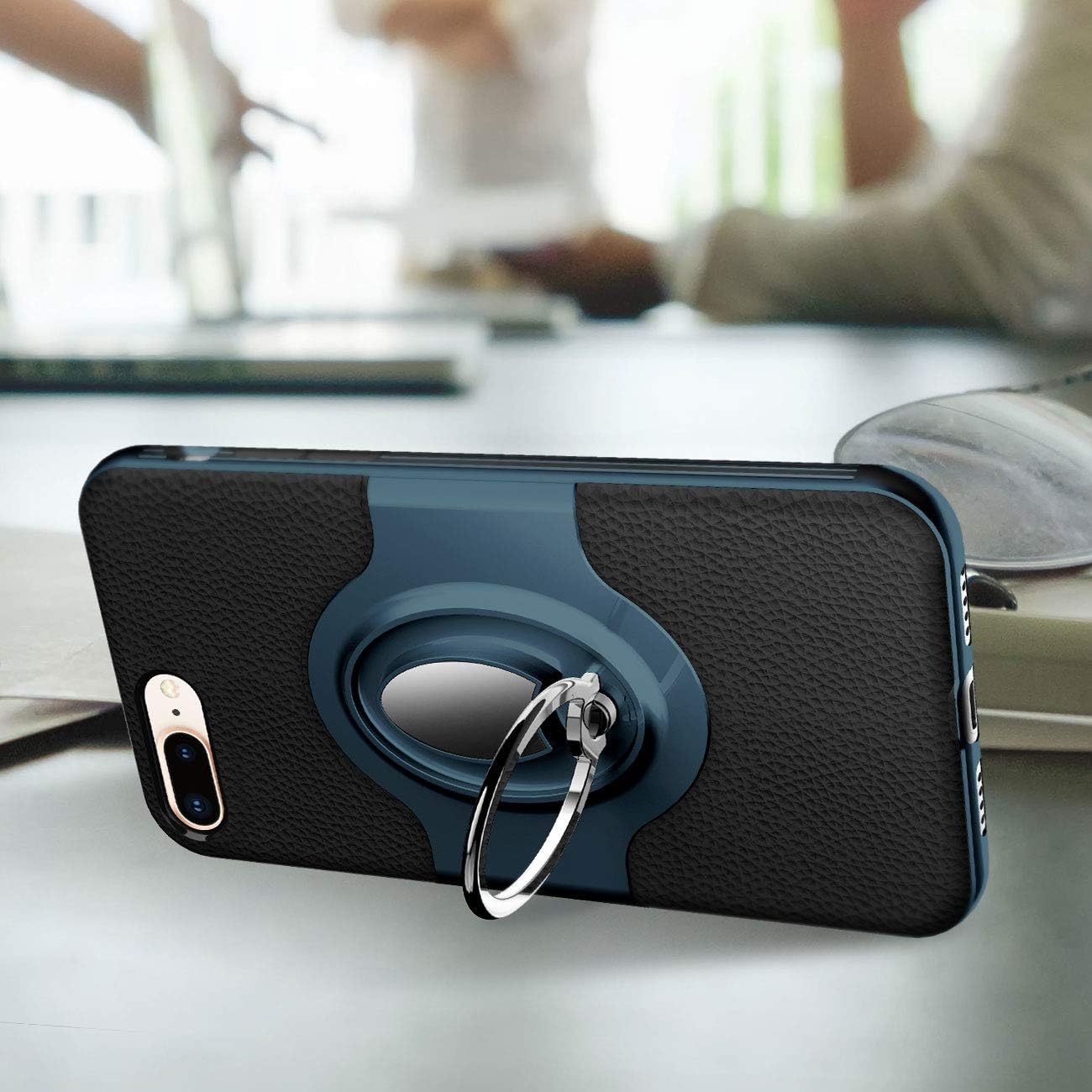 eSamcore iPhone 7 Plus Case, iPhone 8 Plus Case Ring Holder Kickstand Cases + Dashboard Magnetic Phone Car Mount for iPhone 7/8 Plus [Navy Blue]