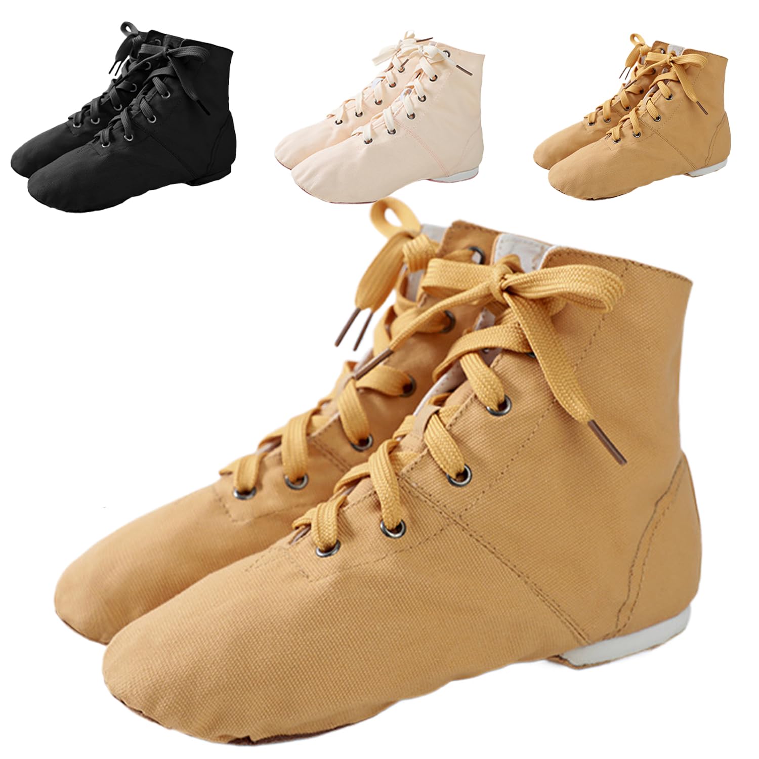 Chaussures De Danse Jazz Ballet Gymnastique - Bottines Souples Semelle Fendue Cuir PU Pour Femmes Et Filles