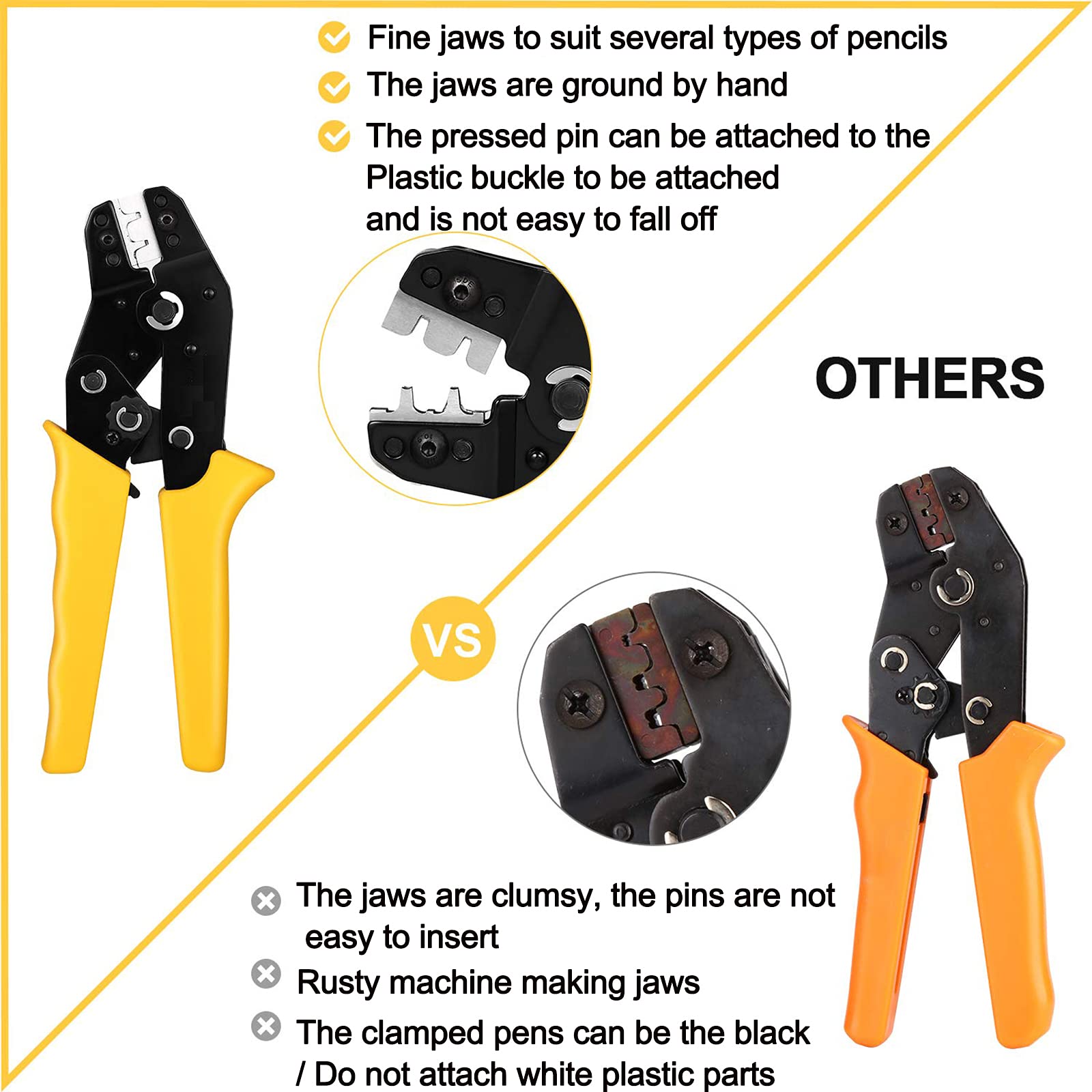 Kit de herramienta de crimpado de terminales de cable, kit de crimpado de terminales de trinquete aislado de 0.08-0.5mm² 02BMcon conectores de terminales,Blackwhite+crimping pliers