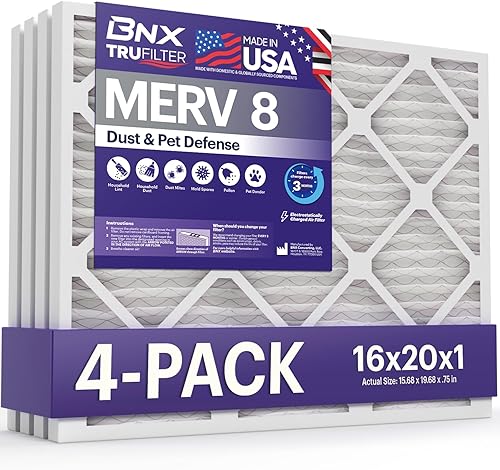 Miniatura 177 de BNX TruFilter - Filtro de aire 14 x 25 x 1 MERV 8, electrostático plisado para defensa contra polvo y mascotas, para aire acondicionado, HVAC
