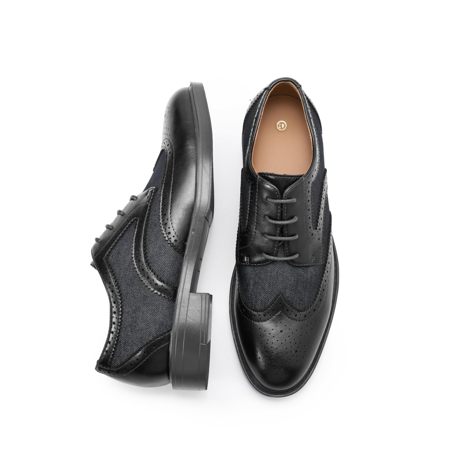 Allthemen Męskie buty garniturowe skórzane Brogue sznurowane klasyczne buty