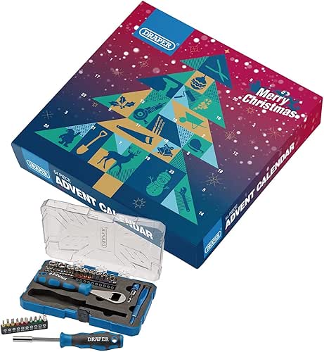Draper Christmas Advent Calendar with 54 Piece Tool Kit Screwdriver