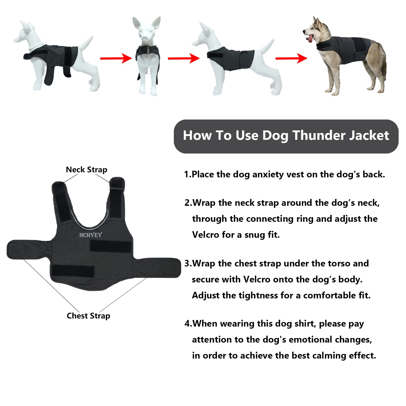 Chaqueta de ansiedad para perros, camisa calmante para perros agradable a la piel, abrigo para perros para truenos, fuegos artificiales y separación, mantén a tu mascota tranquila sin