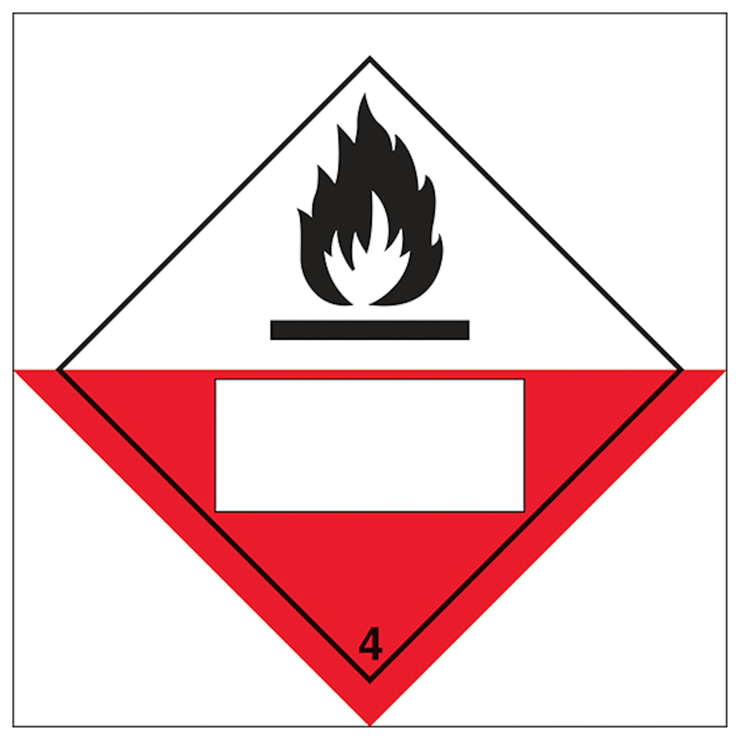 V Safety Spontaneously Combustible 4 UN Substance Numbering 100 x 100 mm - 1mm Rigid Plastic Safety Sign