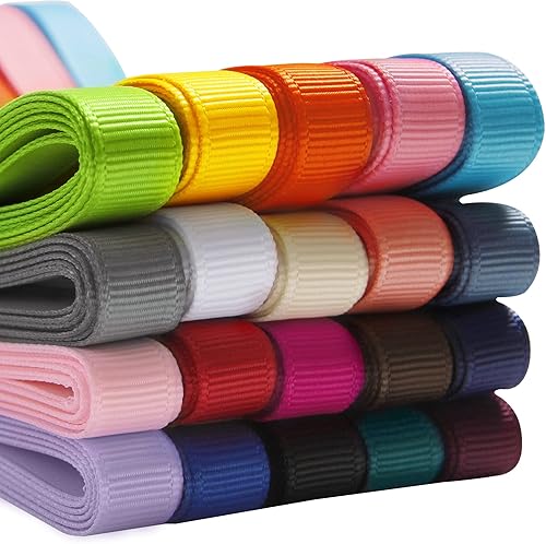 VATIN Cinta de grogrén de 60 yardas de 38 pulgadas, surtido de 20 colores, 38 pulgadas x 3 yardas cada rollo, total de 60 yardas por paquete, cinta