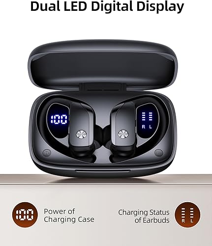 Miniatura 3 de bmanl Wireless Earbuds Bluetooth Headphones Over Ear Hooks Ear Buds with 80H Playtime, LED Power Display, Dual Mic Clear Calls, Sports Wireless Ear