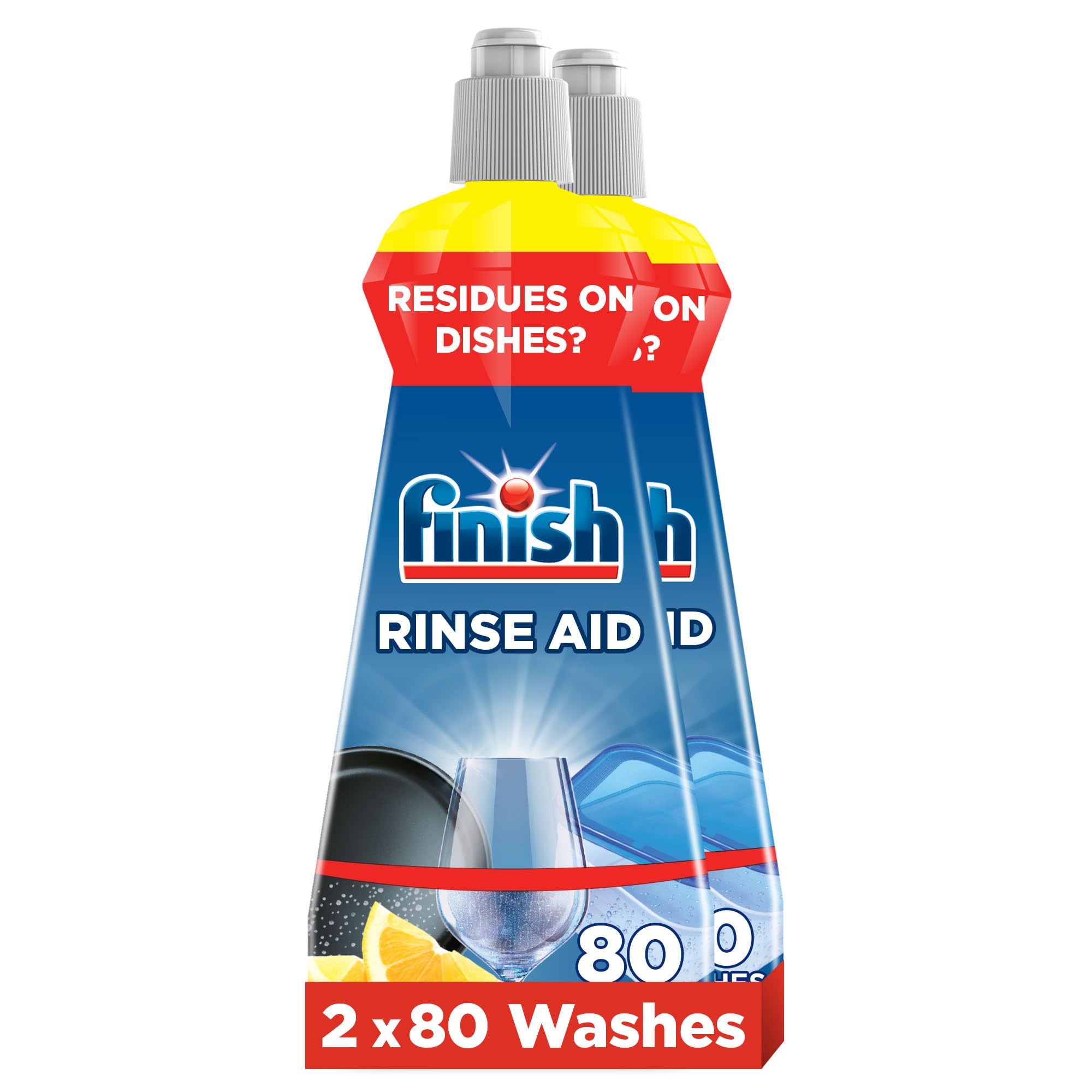 Finish Rinse Aid for Shinier and Drier Dishes, Lemon Sparkle - 400 ml (Pack of 2)